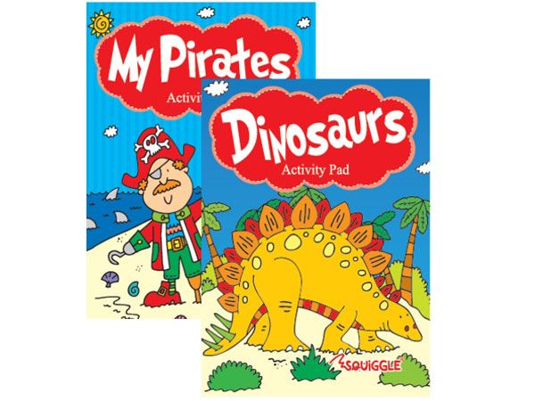 6x Squiggle A6 Dinosaurs & Pirates Activity Pad