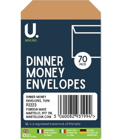 U.Mailing 70pk Dinner Money Envelopes | P2223