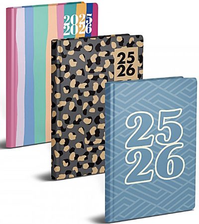 A5 Week To View Patterned Academic Diary 2025-26, Assorted Colours | P2294