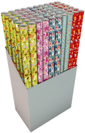 60 Rolls Of 2.5m x 70cm Assorted Kids Generic Giftwrap