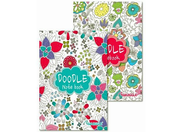 12x Squiggle - A5 Lined Doodle Notebooks In 2 Assorted Designs