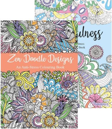 6x Squiggle Advanced Relaxing Colouring Book - Zen Doodle And Minfulness | P2877