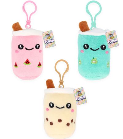 12x Bubble Tea  Plushies With Plastic Clips In Assorted Colours
