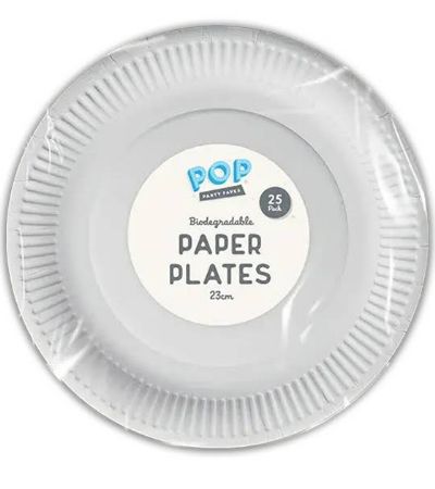 25pk White Paper Plates - 23cm