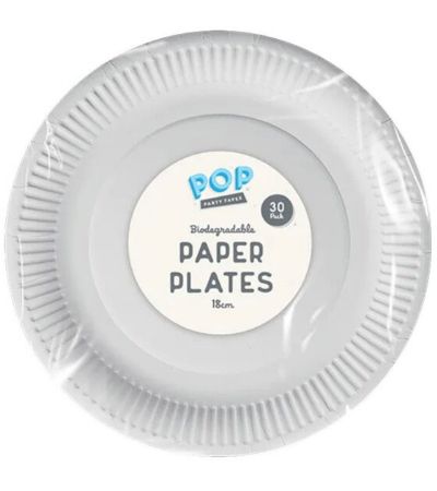 30pk White Paper Plates - 18cm