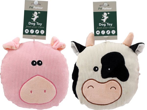 Pet Parlour - Squeaky Ribbed Cow/Pig Dog Toy...Assorted Picked At Random