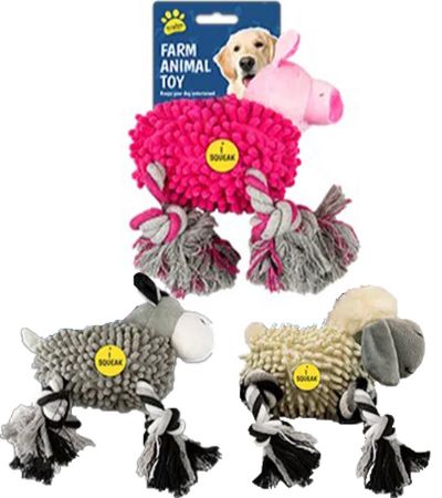 Kingdom Squeaky Farm Animal Dog Toy, Assorted Picked At Random