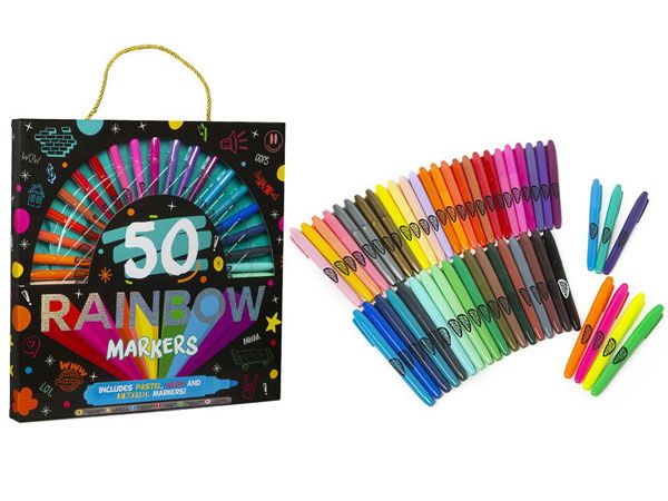Grafix 50 Coloured Rainbow Marker Pens