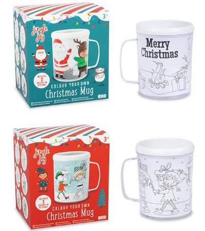 Jingle Joy Colour Your Own Christmas Mug, Assorted Designs
