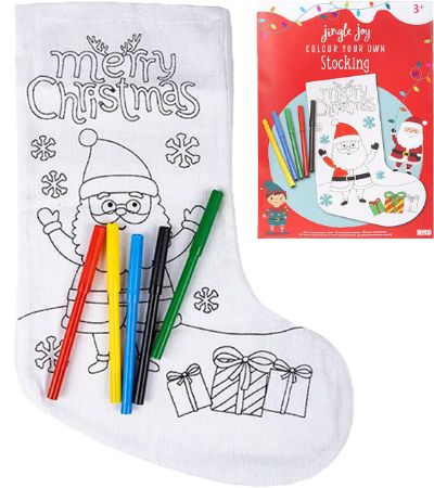Jingle Joy Colour Your Own Christmas Canvas Stocking  | R01-1484-F