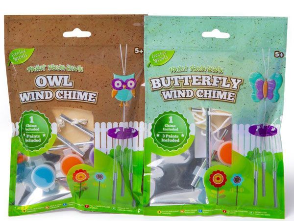 Creative Sprouts Paint Your Own Mini Wooden Owl/Butterfly Wind Chime 