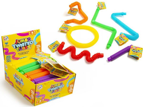 24x Toy Hub Fidget Jumbo Twisted Tubes In Counter Display