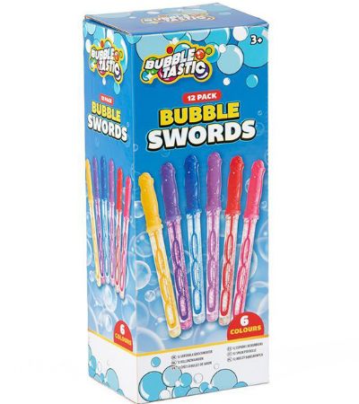 12x Bubble Tastic Mini Bubble Swords, 24.5cm Assorted Colours