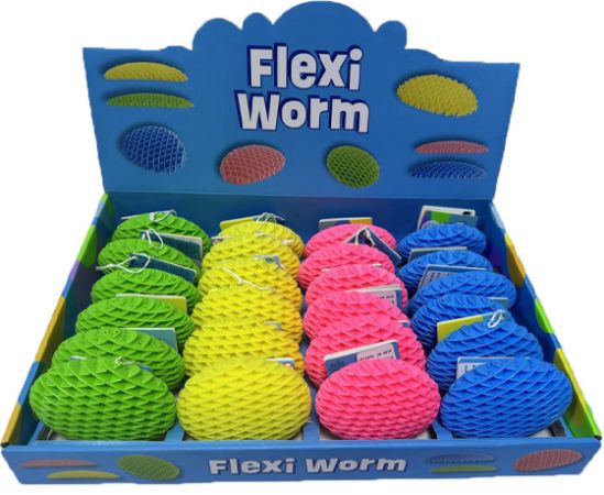 24x Neon Coloured Fidget Flexi Worms In Counter Display | R05-2172