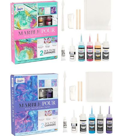 Project Craft Textured Marble Pour Canvas Set - Assorted Designs