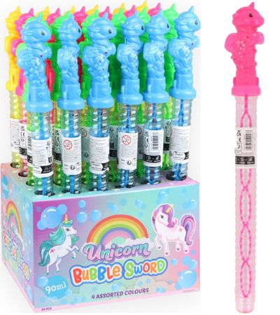 24x Bubble Sword 90ml/35cm - Unicorn Design