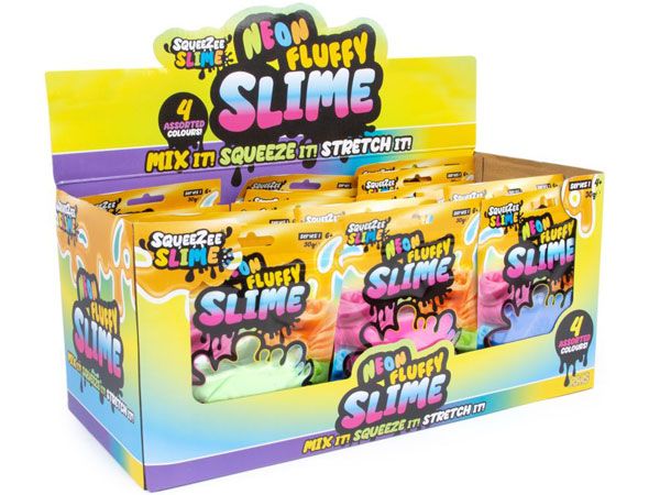 36x Squeezy Neon Fluffy Slime In Counter Display