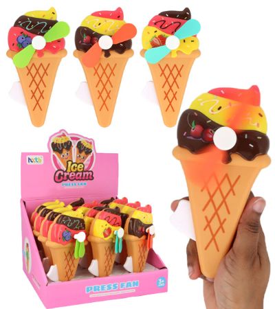 12x Ice Cream Mini Manual Hand Fans In Counter Display