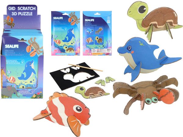 18x Sealife Magic Colour Scratch Art 3D Model Kit, Glow In The Dark