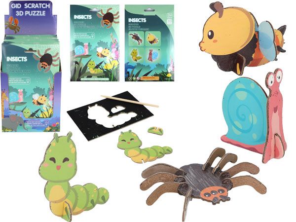 18x Insects Magic Colour Scratch Art 3D Model Kit, Glow In The Dark