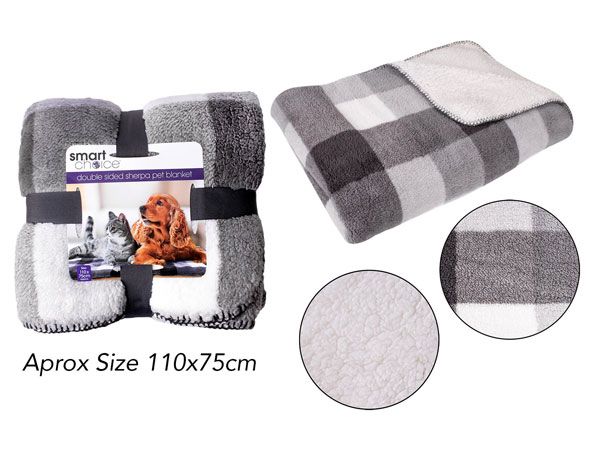 Smart Choice Double Sided Sherpa Pet Blanket - Grey