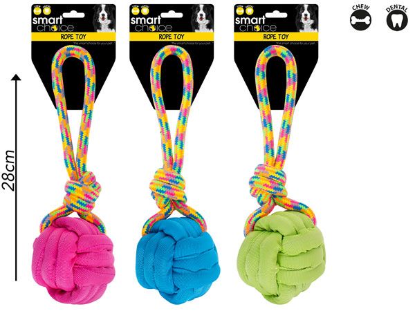 Smart Choice Rope and Fabric Ball Tug Dog Toy, zzz | SC1312