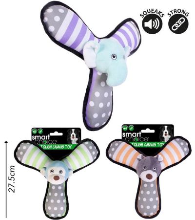 Smart Choice Canvas Plush Dog Toy With Squeaker...Assorted Picked At Random | SC1441