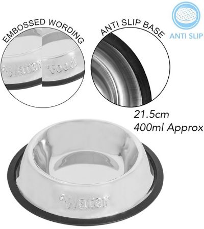 Smart Choice Embossed Stainless Steel Pet Bowl - 400ml/21.5cm