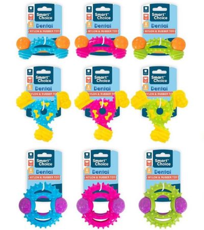 Smart Choice Rubber & Nylon Dental Dog Toy.. Assorted Picked At Random