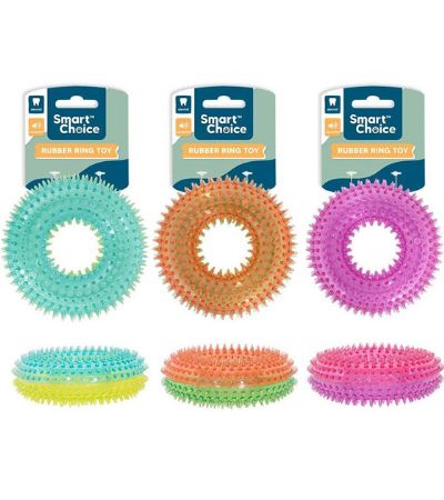 Smart Choice Spikey Rubber Duo Colour Dog Ring..,Assorted Colours