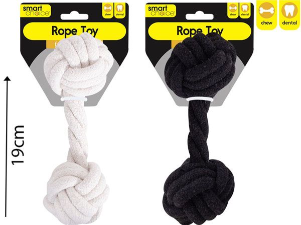 Smart Choice Black & White Dumbbell Shaped Rope Dog Toy, Assorted At Random | SC1713