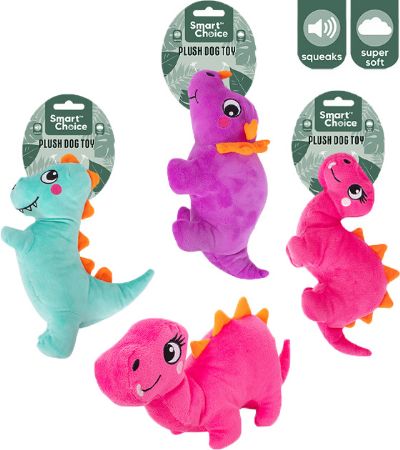 Smart Choice Squeaky Plush Dinosaur Dog Toy ... Designs Picked At Random
