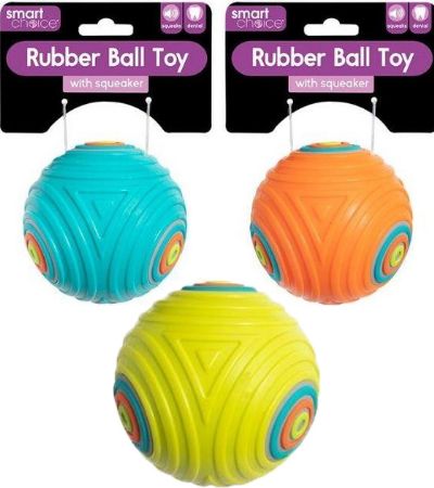 Smart Choice Textured Rubber Ball Dog Toy...Assorted Designs