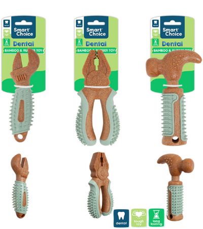 Smart Choice Dental Bamboo & Rubber Tool Dog Toy...Designs Picked At Random