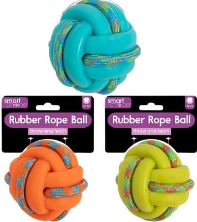 Smart Choice Rubber Rope Ball Dog Toy ... Assorted Designs