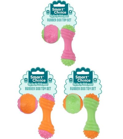 Smart Choice 2 Pack Small Dog/Puppy Squeaky Rubber Dog Toy...Assorted Designs