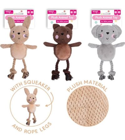 Smart Choice Squeaky Plush Rope Small Dog Toy ... Assorted Designs
