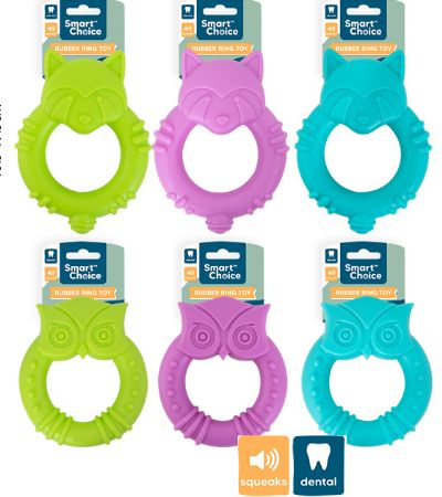 Smart Choice Squeaky Rubber Animal Ring Dog.. Designs Picked At Random