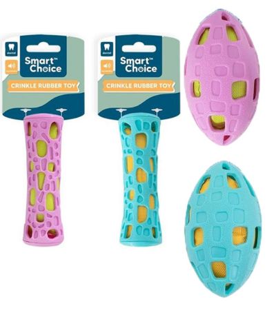 Smart Choice Squeaky Crinkle Rubber Dog Toy, Assorted Picked At Random