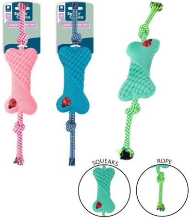 Smart Choice Latex Bone And Rope Squeaky Dog Toy ... Assorted Picked At Random