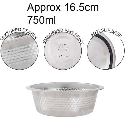 Smart Choice Textured Stainless Steel Pet Bowl - 16.5cm, 750ml