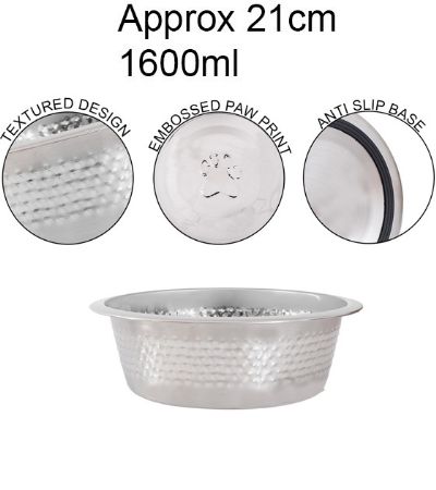 Smart Choice Textured Stainless Steel Pet Bowl - 21cm, 1.6L