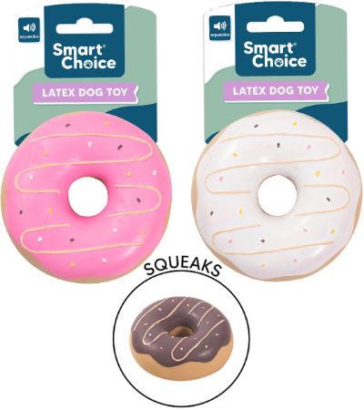 Smart Choice Squeaky Latex Donut Dog Toy...Assorted Picked At Random