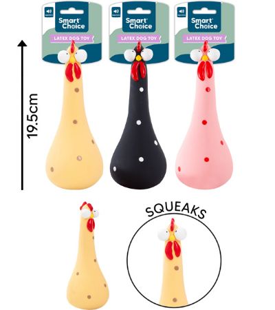 Smart Choice Squeaky Latex Chicken Dog Toy...Assorted Designs Picked At Random