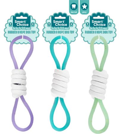 Smart Choice Rubber Handled Rope Dog Toy ... Assorted Designs