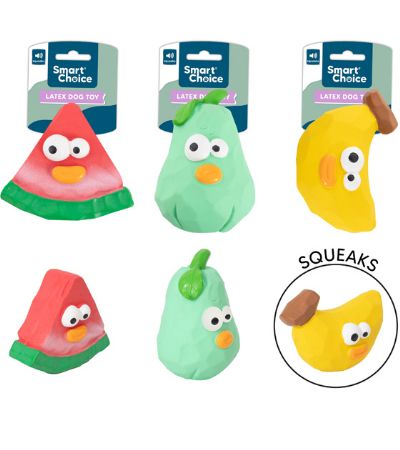 Smart Choice Squeaky Latex Fruit Dog Toy...Assorted Designs