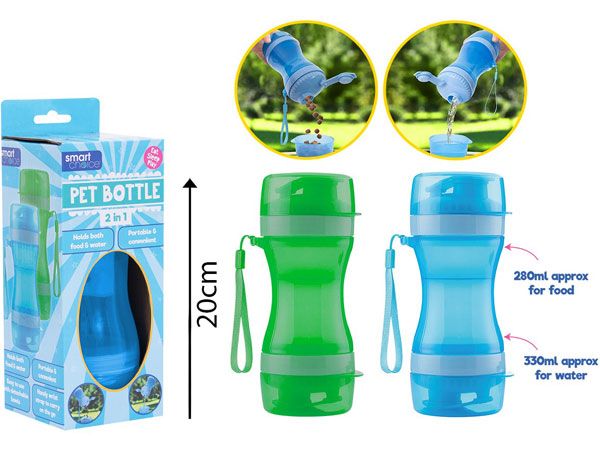 Smart Choice 2 in 1 Water & Food Pet Bottle, Assorted Picked At Random | SCS1488