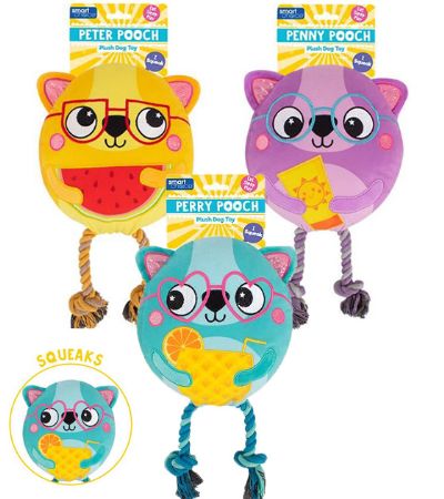 Smart Choice Summer Sun Squeaky Plush & Rope Dog Toy, Assorted Designs