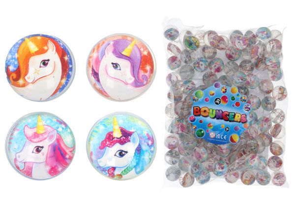 100x Mixed 33mm Unicorn Bouncy / Jet Balls | T27105