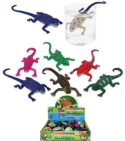 Display of 36x Colour Changing Stretchy Lizards...Dunk In Water